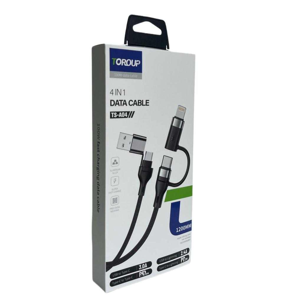 כבל טייפ סי / אייפון 4 ב 1