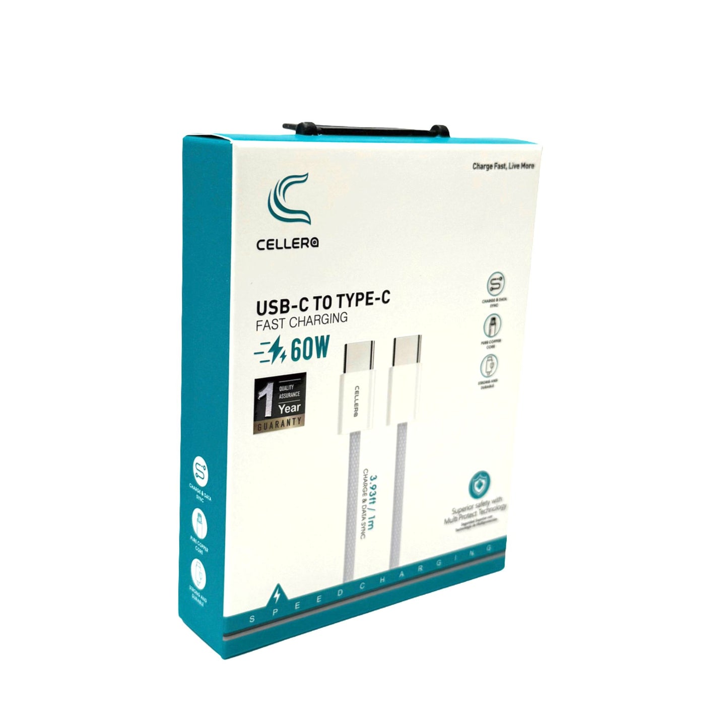 כבל קלוע TYPE C TO C 60W