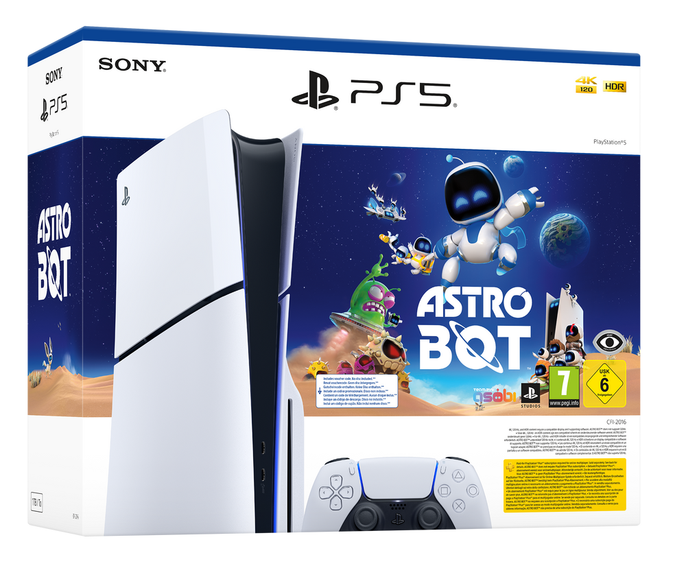 קונסולות בלו ריי PS5® SLIM ושובר למשחק ASTRO BOT